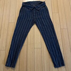 Vince Fold Over Waist Draw String With Button Down Fly Pants Women’s Blue Size4